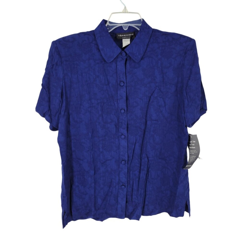 VTG Button Up Blue Shirt Sheer Textured Grunge Indie Y2K 10P Artsy Dopamine boho